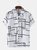 Mens Cotton Irregular Line Print Plain Loose Thin Short Sleeve Hawaiian Shirts