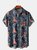 Men's Flamingo Coconut Tree Print Casual Breathable Hawaiian Short Sleeve Shirt