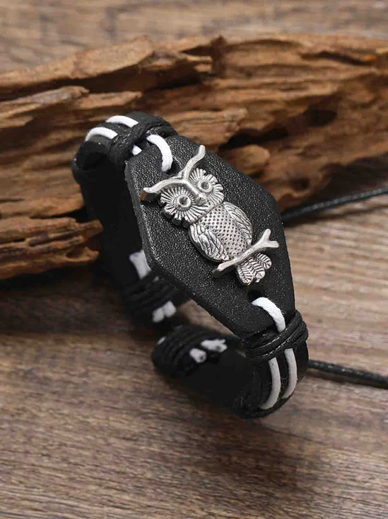 Men's Vintage Black Owl Bracelet