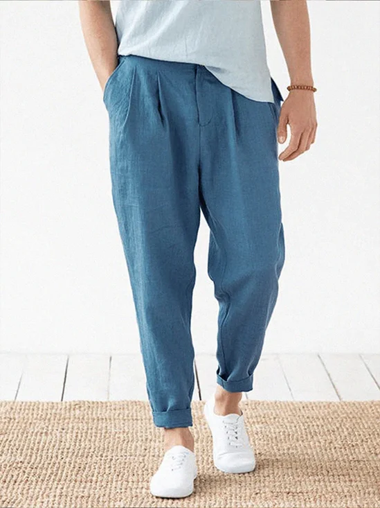 Cotton And linen Style American Casual Basic Wild linen Trousers