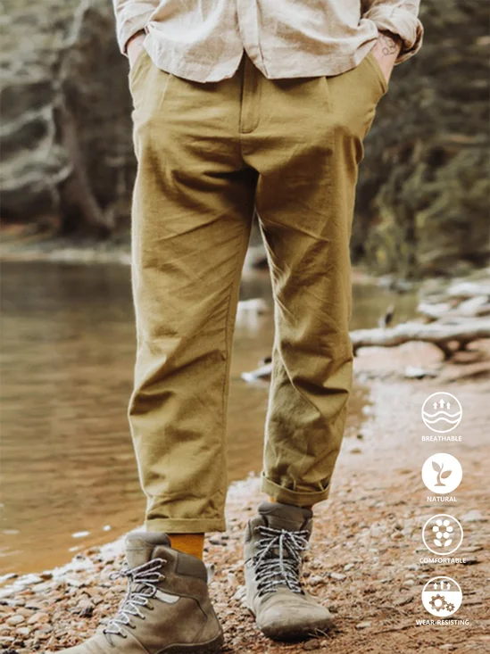 Cotton And linen Style American Casual Basic Wild linen Trousers