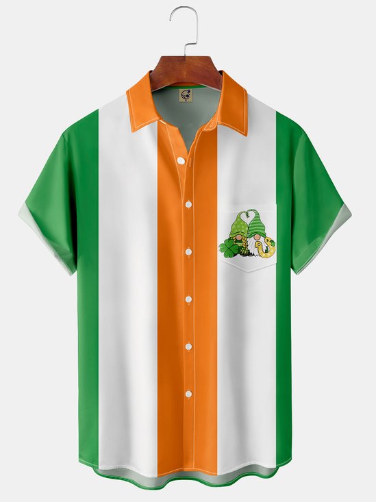 Shamrock Gnomes Chest Pocket Short Sleeve Bowling Shirt