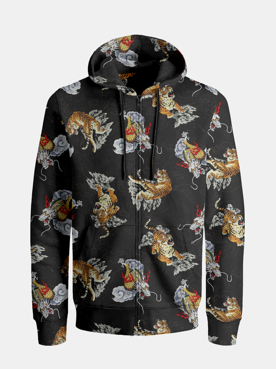 Tiger Dragon Zip-up Hoodie Sweatshirt