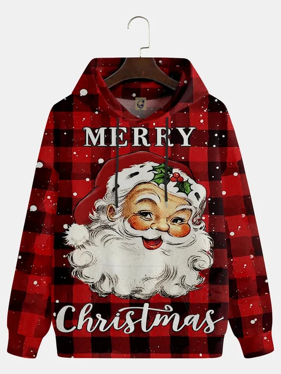 Ugly Plaid Santa Claus Hoodie Sweatshirt