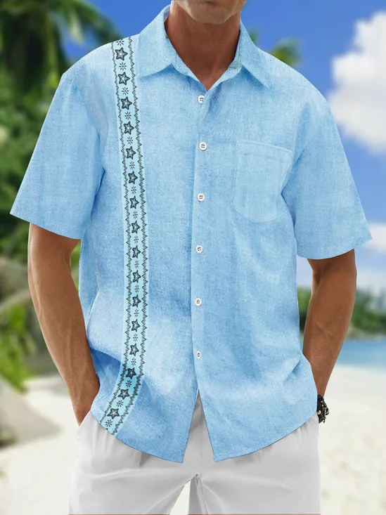 Cotton Pattern Guayabera Shirt