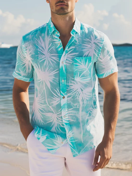 Cotton Hawaiian Plant Resort Casual Shirt