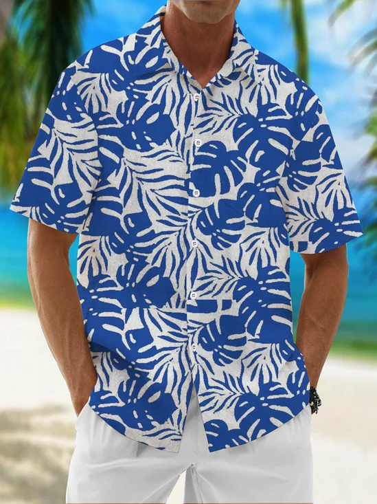 Moisture Wicking Tropical Flora Hawaiian Shirt
