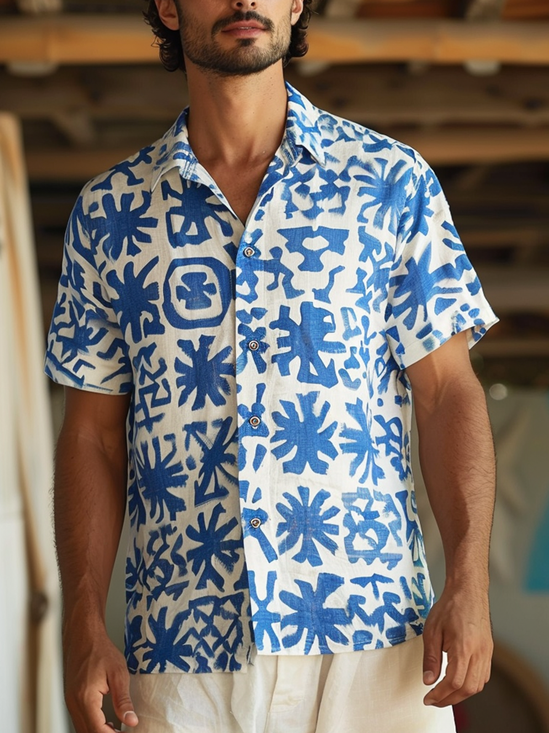 Moisture Wicking Geometric Lines Hawaiian Shirt