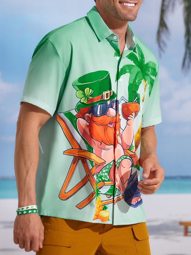 St. Patrick's Day Chest Pocket Short Sleeve Hawaiian Shirt