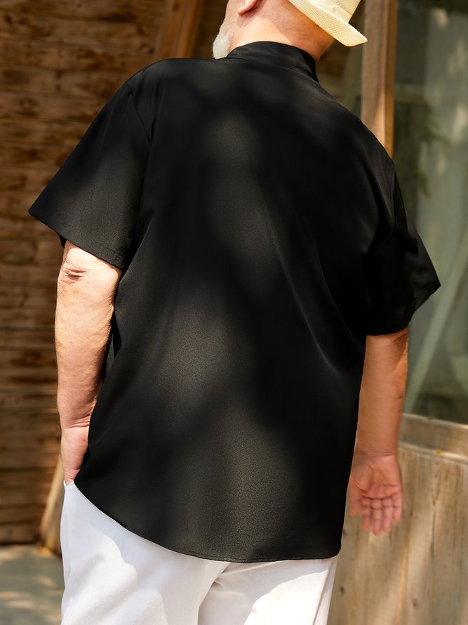 Big Size Chest Pocket Short Sleeve Bowling Shirt