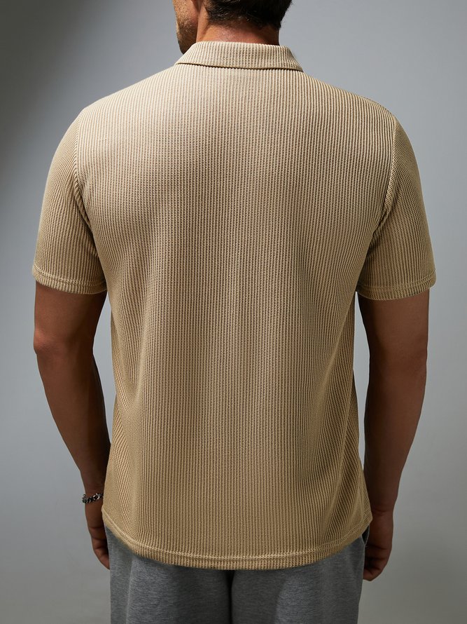 Plain Button Short Sleeve Polo Shirt