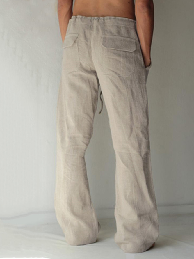 Khaki Cotton Casual Casual Pants