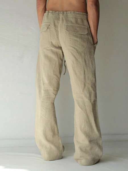 Khaki Cotton Casual Pants
