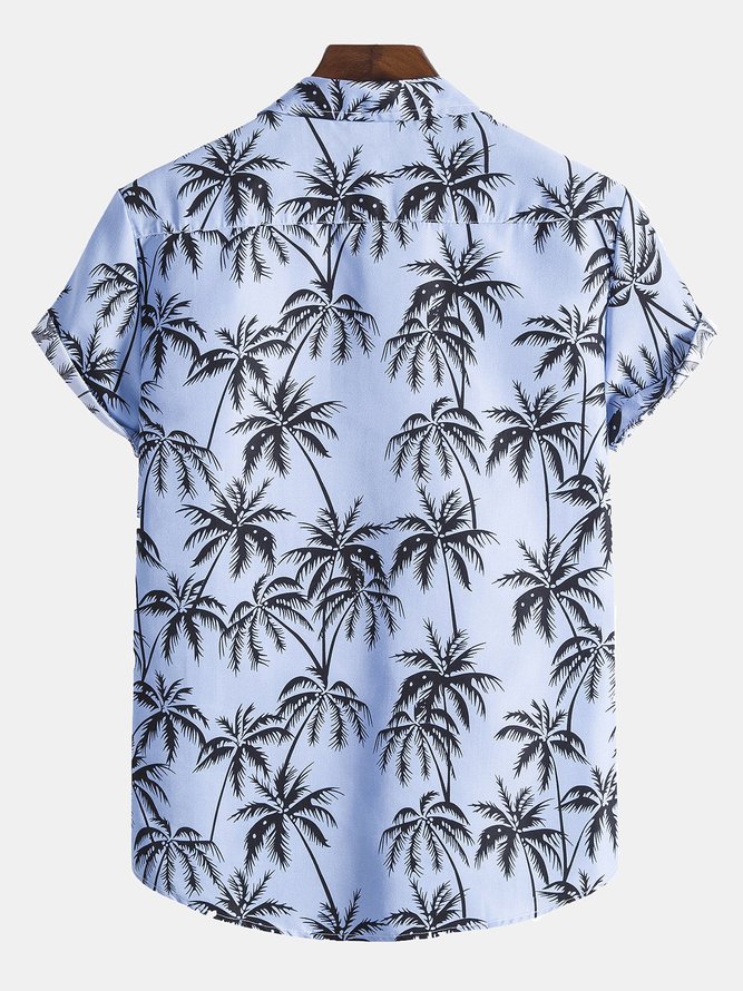 Men's Printed Coconut Tree Shirt Collar Shirts