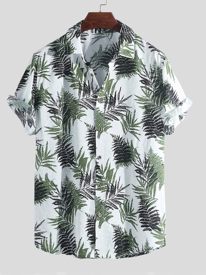 Men's Shirt Collar Coconut Tree Shirt