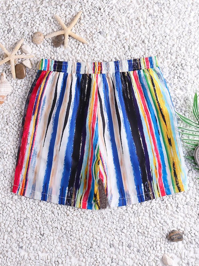 Men's Drawstring Printed Beach Pockets Pants