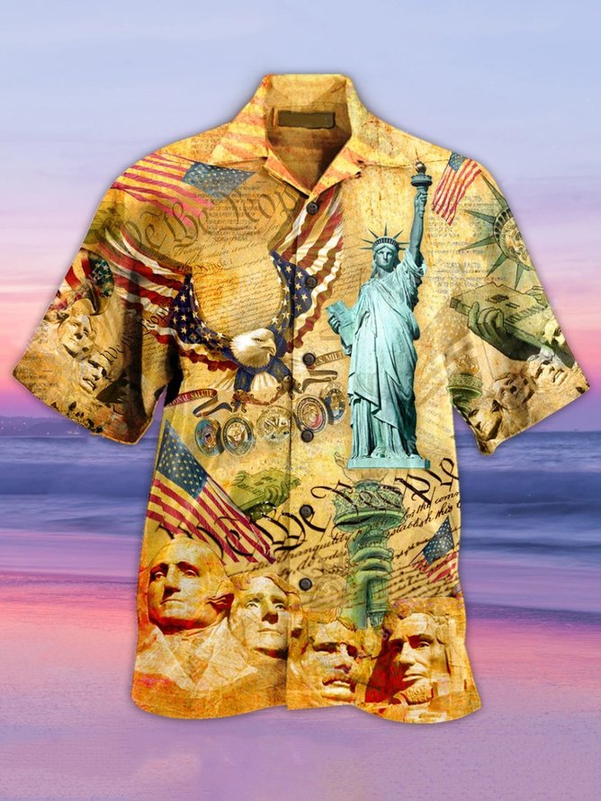 Cotton-Blend Abstract Vintage Shirts