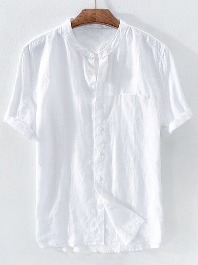 Men's Cotton Linen Short Sleeve Shirt | hawalili