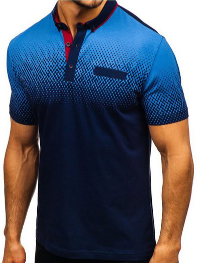 Casual Henley Collar Ombre Polo Shirts & Tops