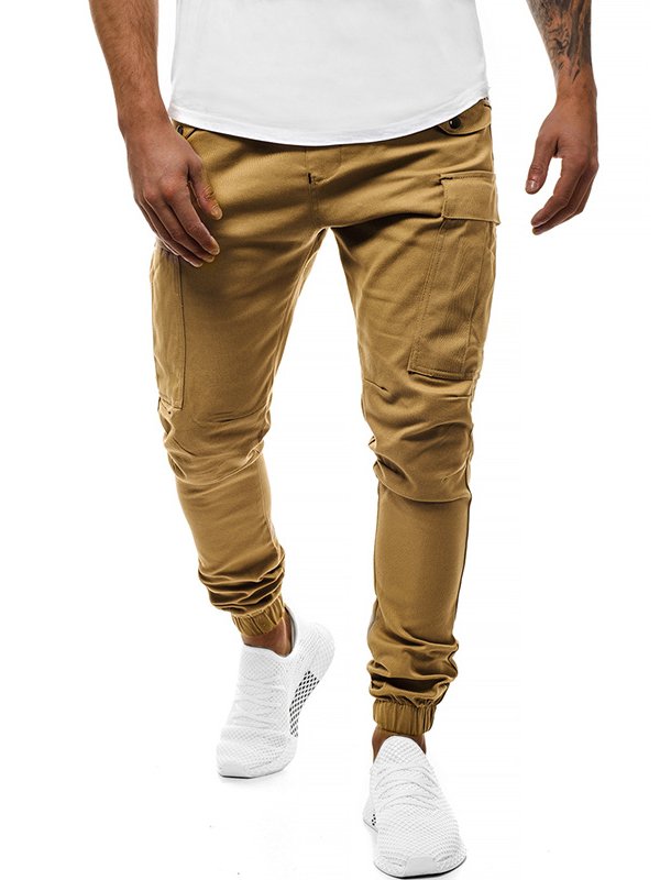 Pockets Street Wear Solid Cargo Casual Pants