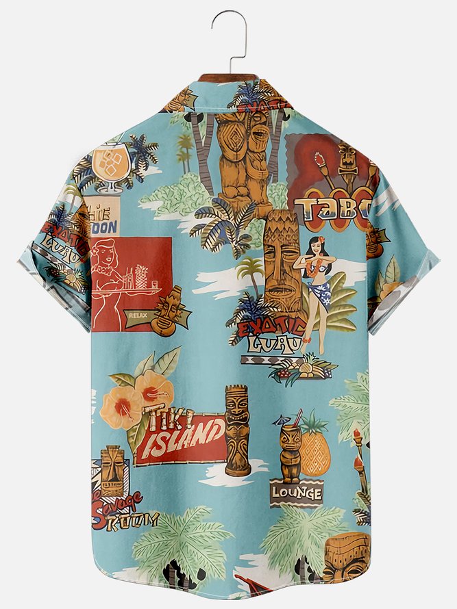 Retro Hippie Girl Hawaiian Short Sleeve Shirt
