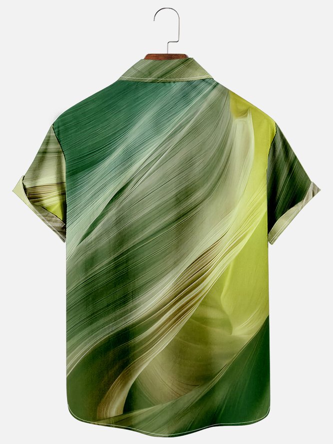 Mens Nature Rock Effect Print Casual Breathable  Short Sleeve Hawaiian Shirts