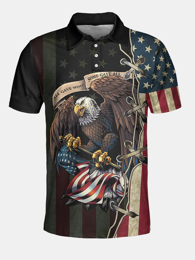 American Flag Short Sleeve Polo Shirt