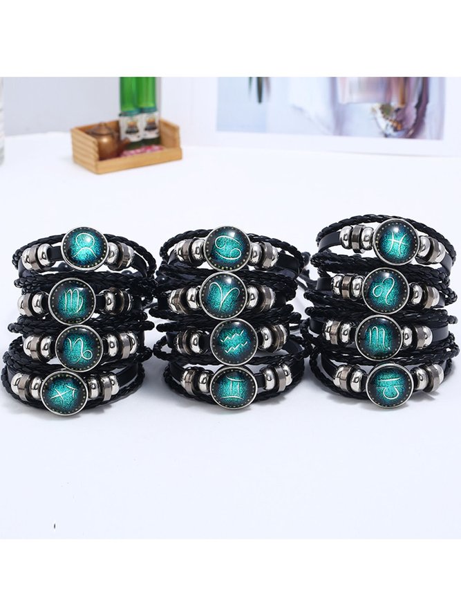 Mens And WoMens Personality Retro Constellation Leather Bracelet