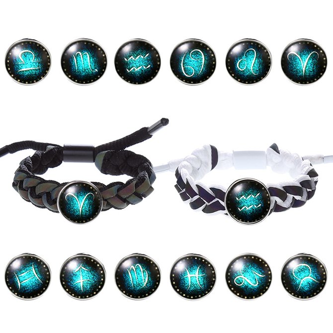 Mens And WoMens Personality Retro Constellation Leather Bracelet