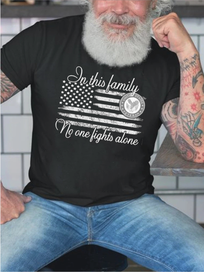 American Flag Letter Print Men's Casual Short Sleeve T-Shirt