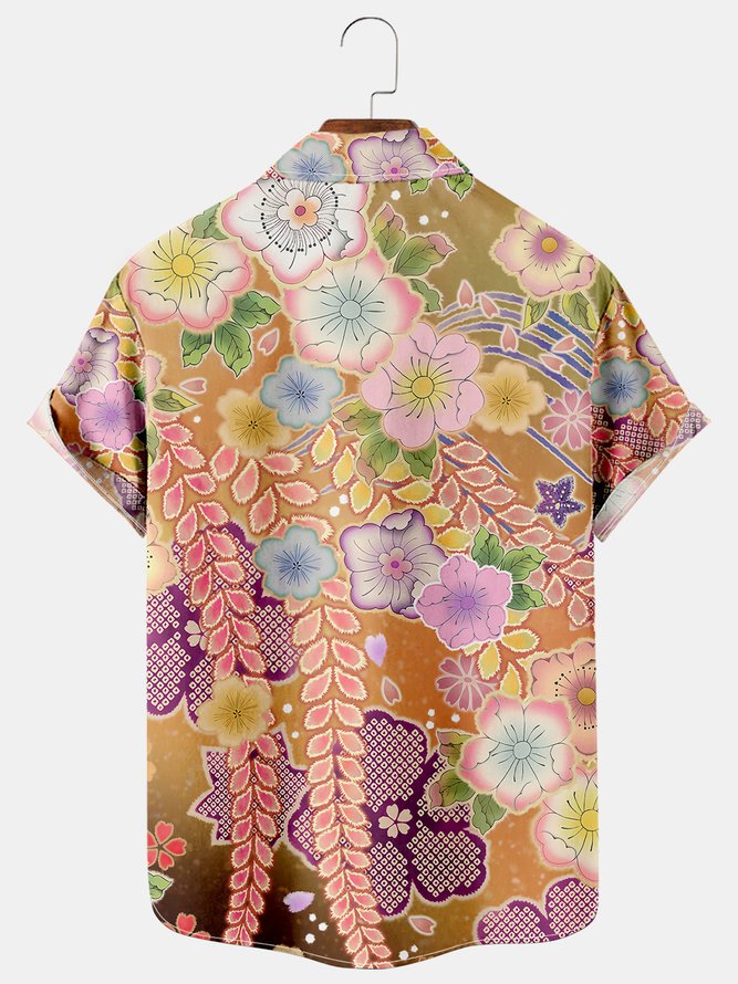 Traditional Japanese Graphic Men's Hawaiian Casual Short Sleeve Shirt
