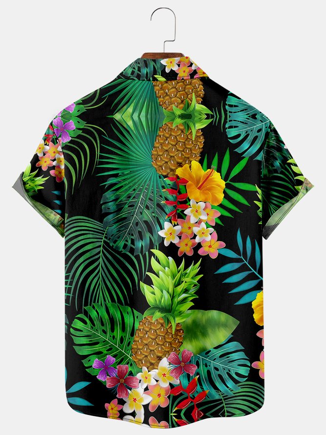 Tropical Leaves Graphic Men's Hawaiian Casual Short Sleeve Shirt