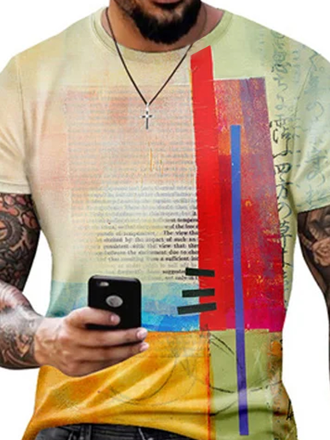 Men's Oil Painting Color Short Sleeve T-Shirt