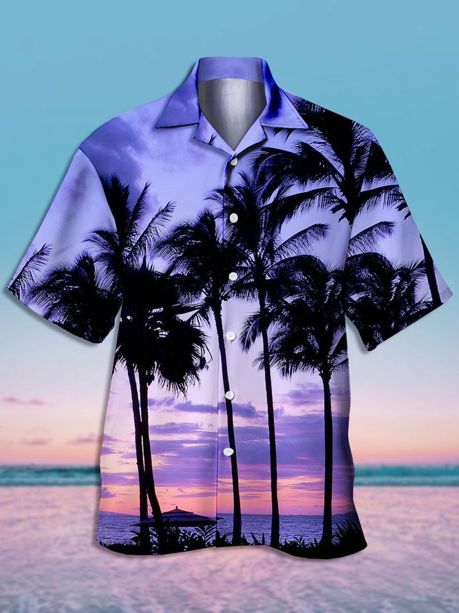 Men's Resort Coconut Print Casual Breathable Short Sleeve Hawaiian Shirt