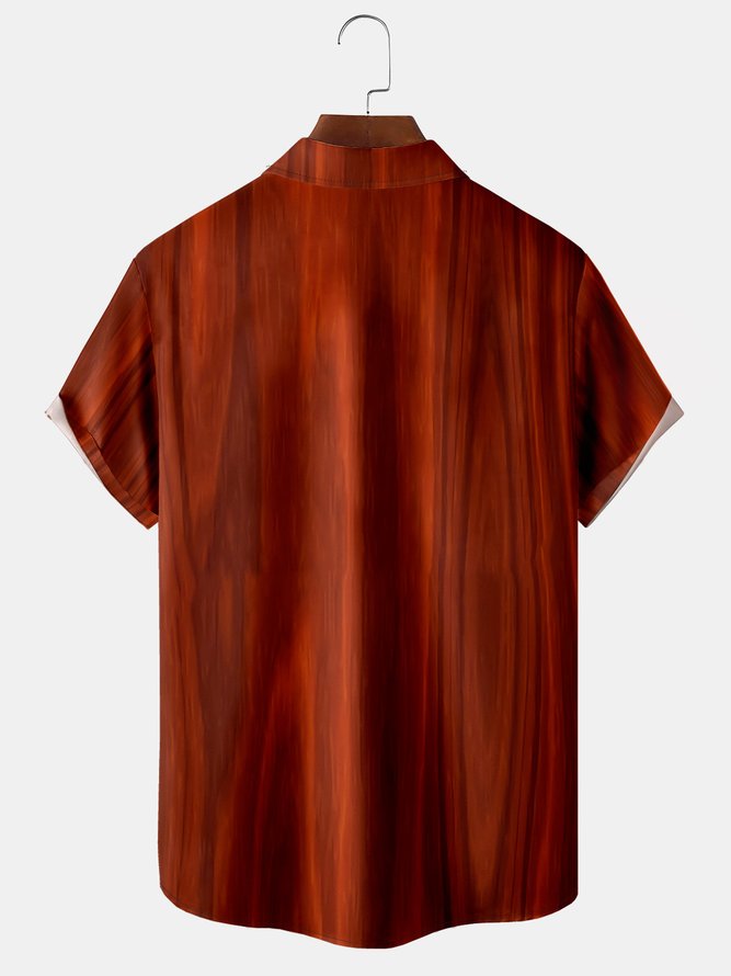 Men's Geometric Striped Print Casual Breathable Hawaiian Short Sleeve Shirt