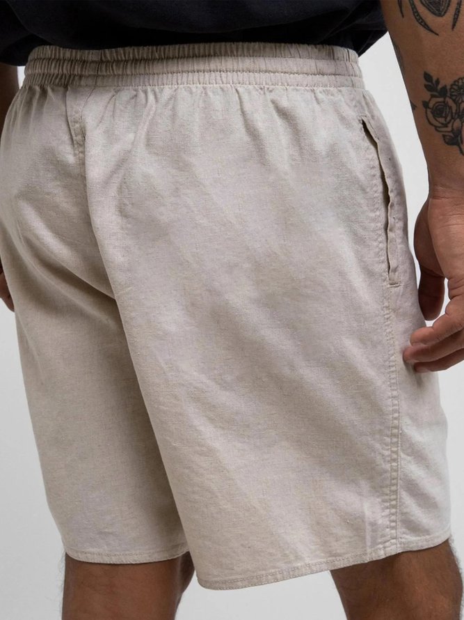 Men's Coconut Tree Graphic Print Cotton Linen Shorts