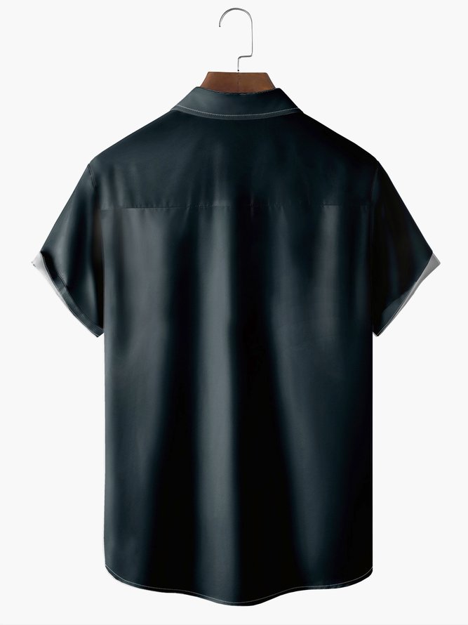 Men's Art Print Casual Short Sleeve Hawaiian Shirt with Chest Pocket