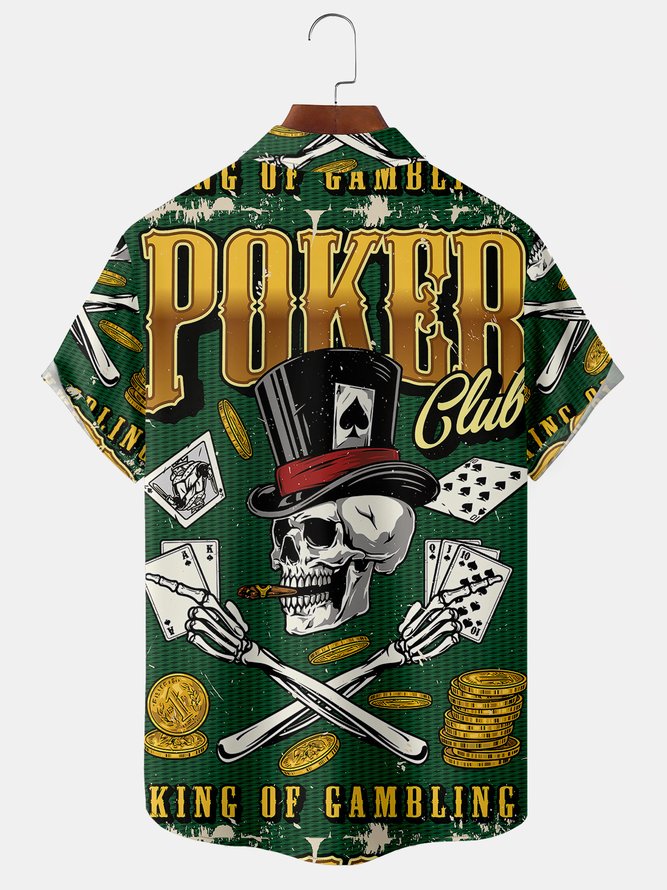 Poker Chest Pocket Short Sleeve Hawaiian Shirt