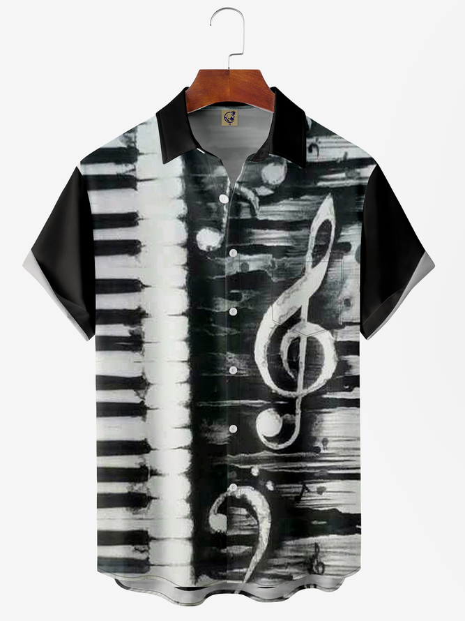 Music Chest Pocket Short Sleeve Casual Shirt