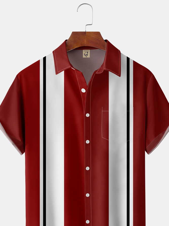 Basic Chest Pocket Short Sleeve Bowling Shirt