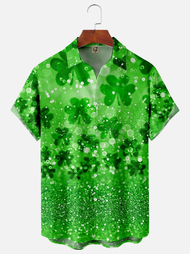 St. Patrick's Day Sharmark Chest Pocket Short Sleeve Casual Shirt ...