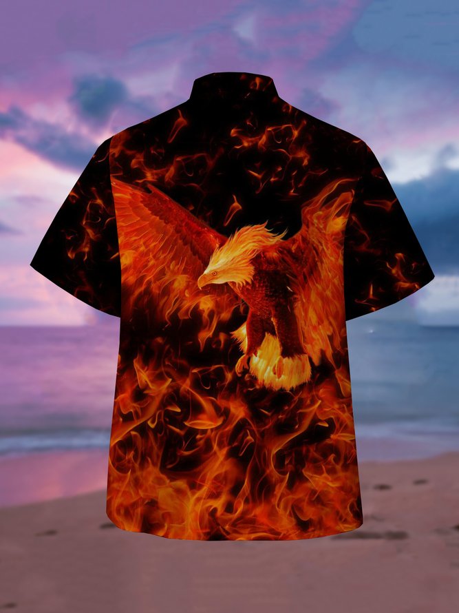 Flame Eagle Short Sleeve Camp Shirt