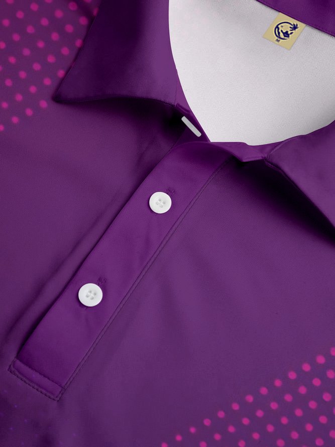 Gradient Polka Dots Button Short Sleeve Polo Shirt