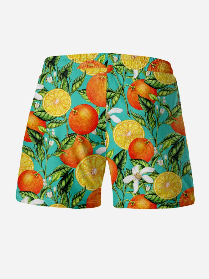 Orange Drawstring Beach Shorts