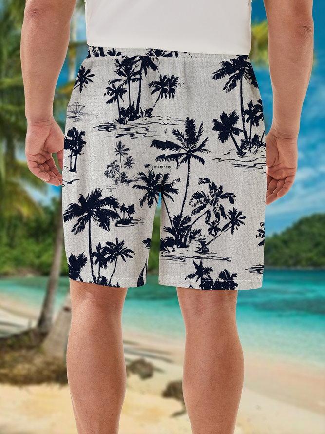 Hawaiian Botanical Floral Print Bermuda Shorts