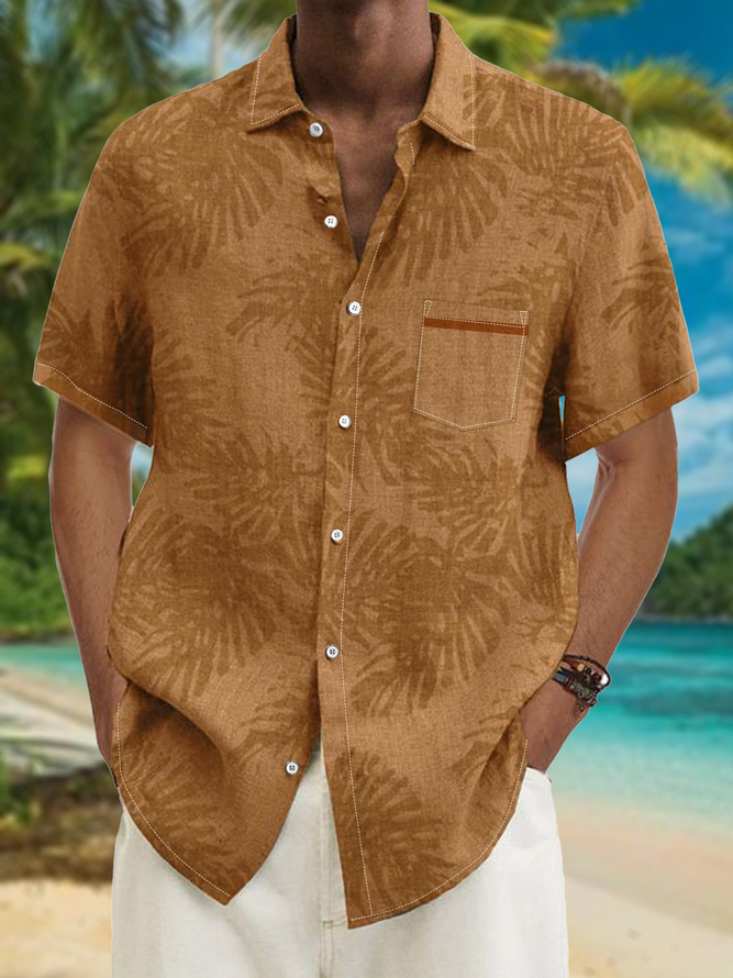 Hawaiian Print Chest Pocket Short Sleeve Shirt