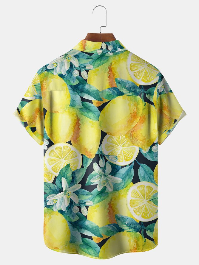 Lemon Chest Pocket Short Sleeve Hawaiian Shirt