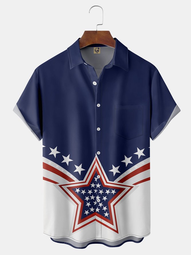 American Flag Chest Pocket Short Sleeve Ugly Shirt