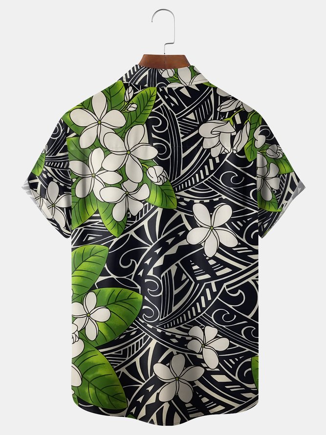 Maori Totem Chest Pocket Short Sleeve Hawaiian Shirt