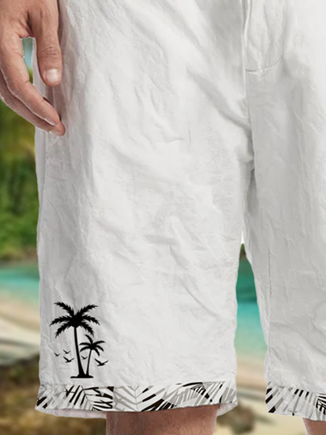 Coconut Tree Print Casual Bermuda Shorts